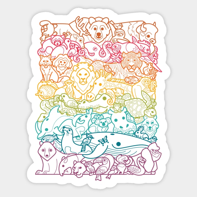 Animal Spectrum : Outline Sticker by Waynem